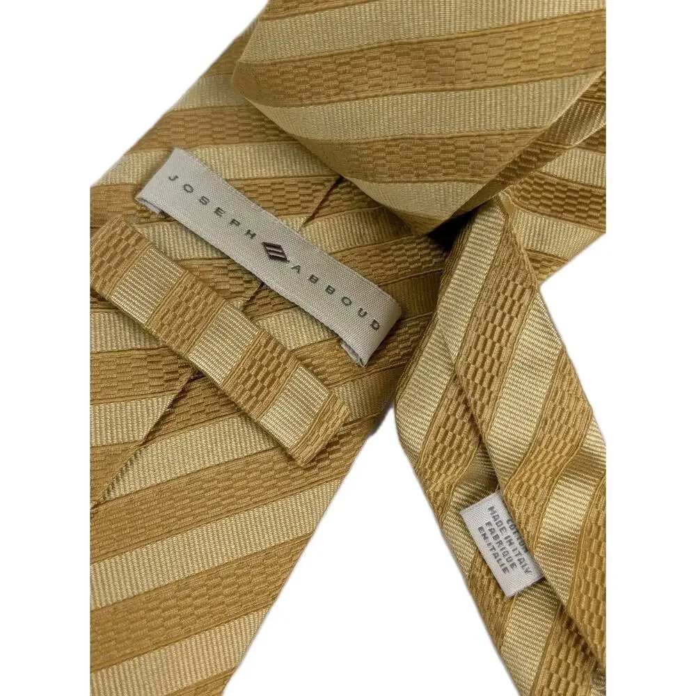 Joseph Abboud Classic Gold Stripe Tie 100% Cotton Made In Italy